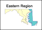 Map of the Eastern region of Maryland