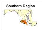 Map of the Southern region of Maryland