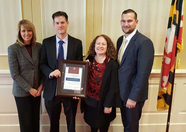 (left to right) Maryland Labor Secretary Kelly M. Schulz, Josh Hastings, RMC Chair, Charlotte Davis, RMC Executive Director, Matt Teffeau, RMC 1st Vice Chair