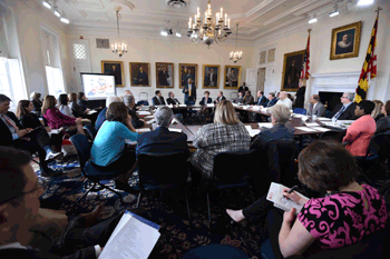 Lieutenant Governor Boyd Rutherford addresses the Governor's P-20 Leadership Council in February, 2016 in the Governor's Reception Room