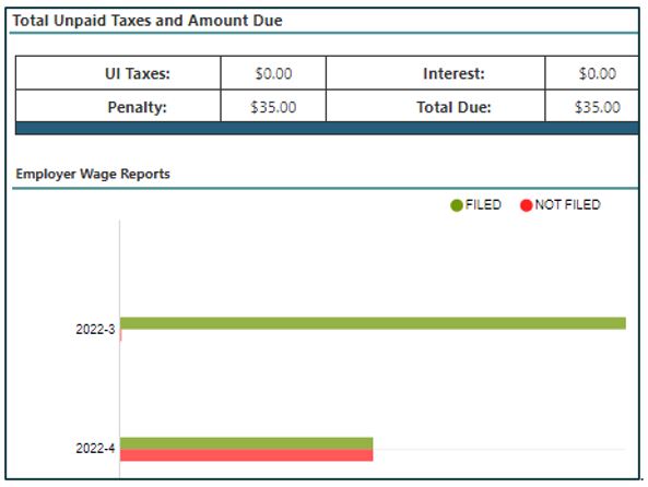 beacon website screen showing total unpaid taxes and amount due